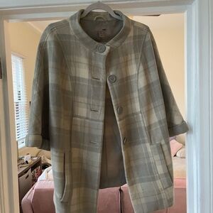 Plaid Women's Coat in Gray and Cream